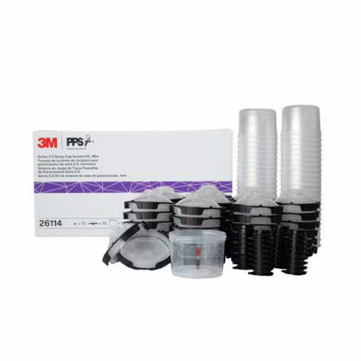 3M 26114 PPS 2.0 mini lids and liners 250 mL 8.5 oz 200 micron 50 pack automotive paint system