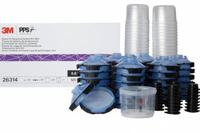 3M 26314 PPS 2.0 mini lids and liners 200 mL 6.8 oz 125 micron 50 pack automotive paint system