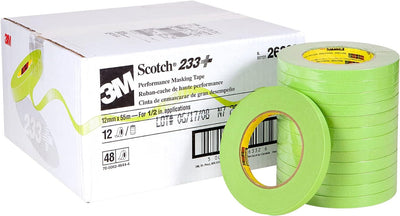3M 26332 1/2 inch 233+ performance green masking tape case of 48 rolls automotive refinishing