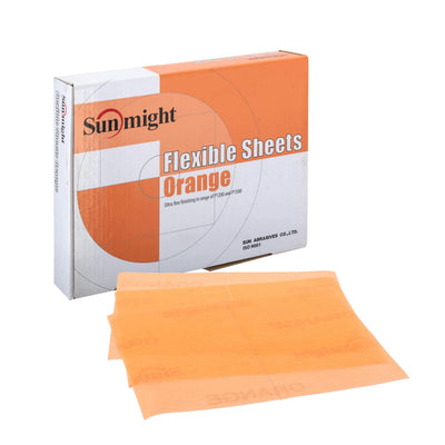Sunmight 60122 orange flexible sanding sheets 1200–1500 grit range, 5.25 x 6.75 inches, 25 pack