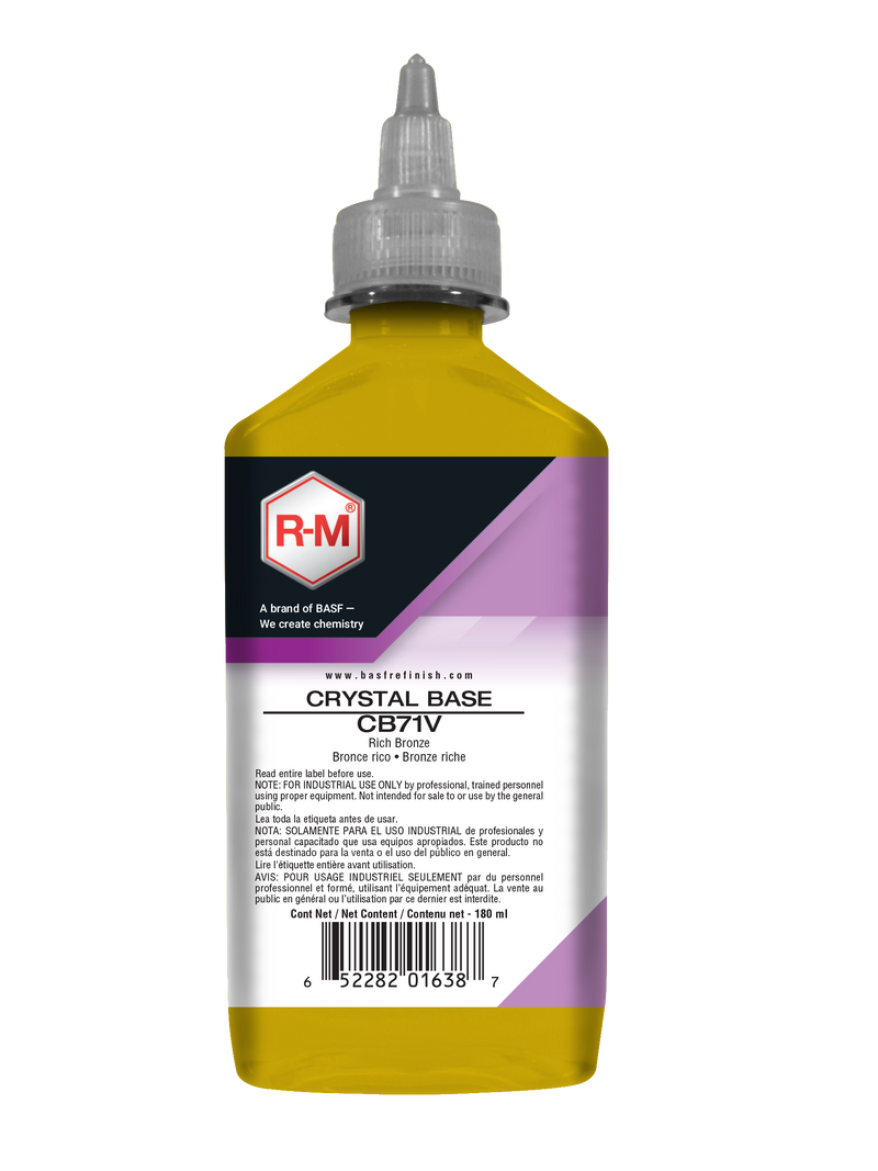 Yellow bottle with a label featuring 'RM' branding on a white background