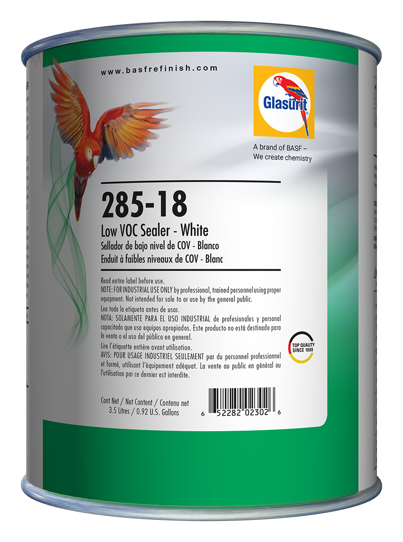 Glasurit 285-18 Low VOC White Sealer gallon container for automotive refinishing