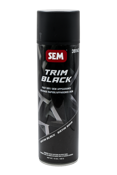 SEM Trim Black spray can on a white background
