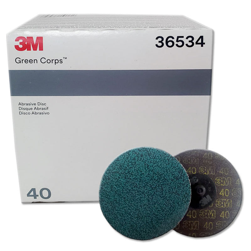 3M 36534 40 grit Green Corps Roloc abrasive disc 3 inches, 25 pack