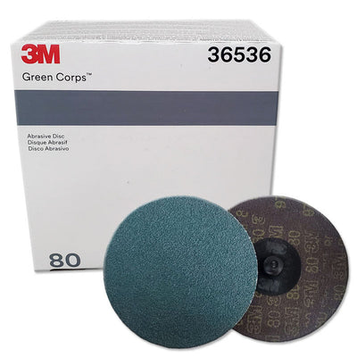 3M 36536 80 grit Green Corps Roloc abrasive disc 3 inches, 25 pack