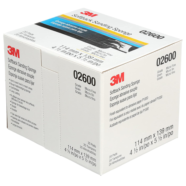 3M 02600 Softback sanding sponge microfine 4½ × 5½ for automotive and finishing applications