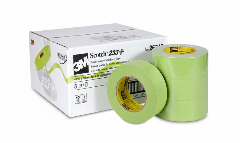 3M 26340 2 inch 233+ performance green masking tape case of 20 rolls automotive refinishing
