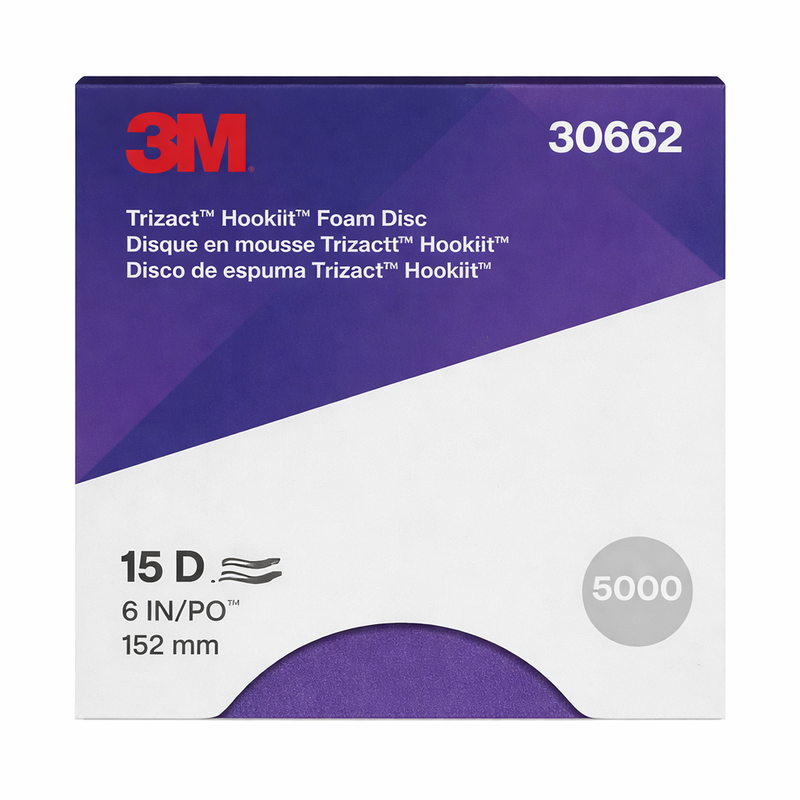 3M 30662 P5000 Grit Trizact Hookit foam disc 6 inch 15 pack for automotive refinishing