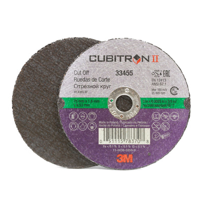 3M 33455 Cubitron II cut-off wheel 3 inch x 1/32 inch x 3/8 inch 5 pack for metal cutting