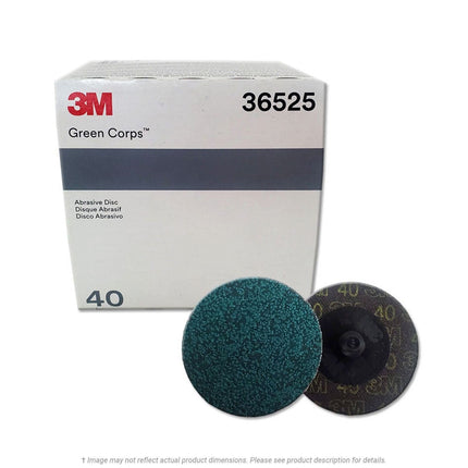 3M 36525 - 40 Grit Green Corps Roloc Abrasive Disc (2in, 25 Pcs)