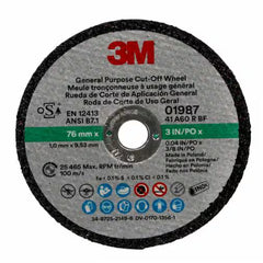 3M 01987 General Purpose Cut-Off Wheel 3 inch abrasive cutting wheel for automotive and metal fabrication