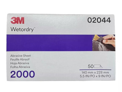 3M 02044 2000 grit Wetordry abrasive sandpaper sheets, 50 pack
