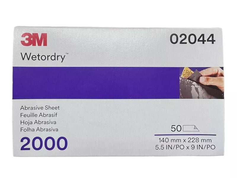 3M 02044 2000 grit Wetordry abrasive sandpaper sheets, 50 pack