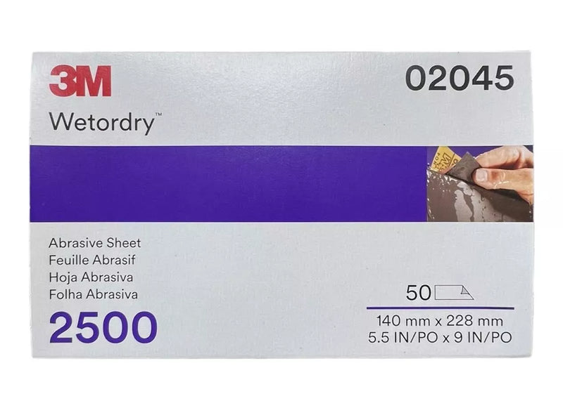 3M 02045 2500 grit Wetordry abrasive sandpaper sheets, 50 pack