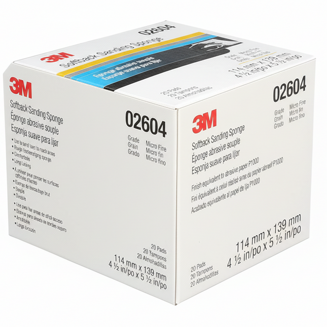 3M 02604 Softback Sanding Sponge Fine 4½ × 5½ for automotive surface preparation