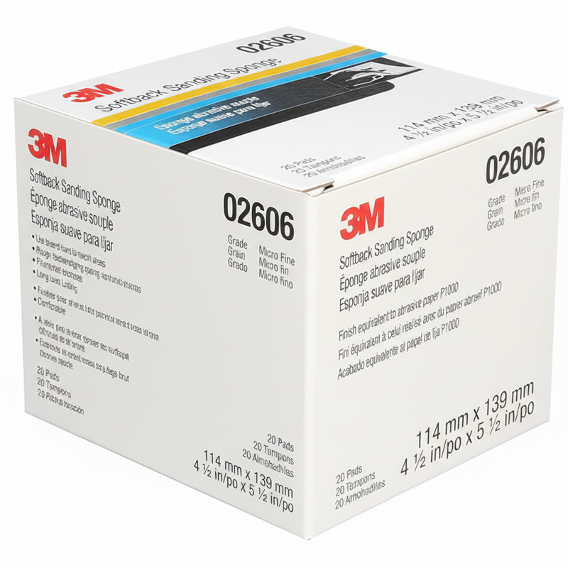 3M 02606 Softback Sanding Sponge Medium 4½ × 5½ for automotive surface preparation