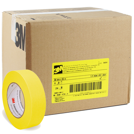 3M 06652 - 3/4" Yellow Automotive Masking Tape (Case of 48 Rolls)