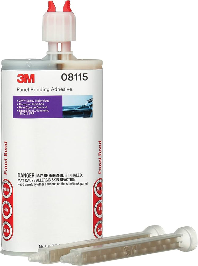 3M 08115 - Panel Bonding Adhesive 200 mL Dual Syringe Cartridge, Viscous Liquid, Black, 1.2, 24 hr Curing
