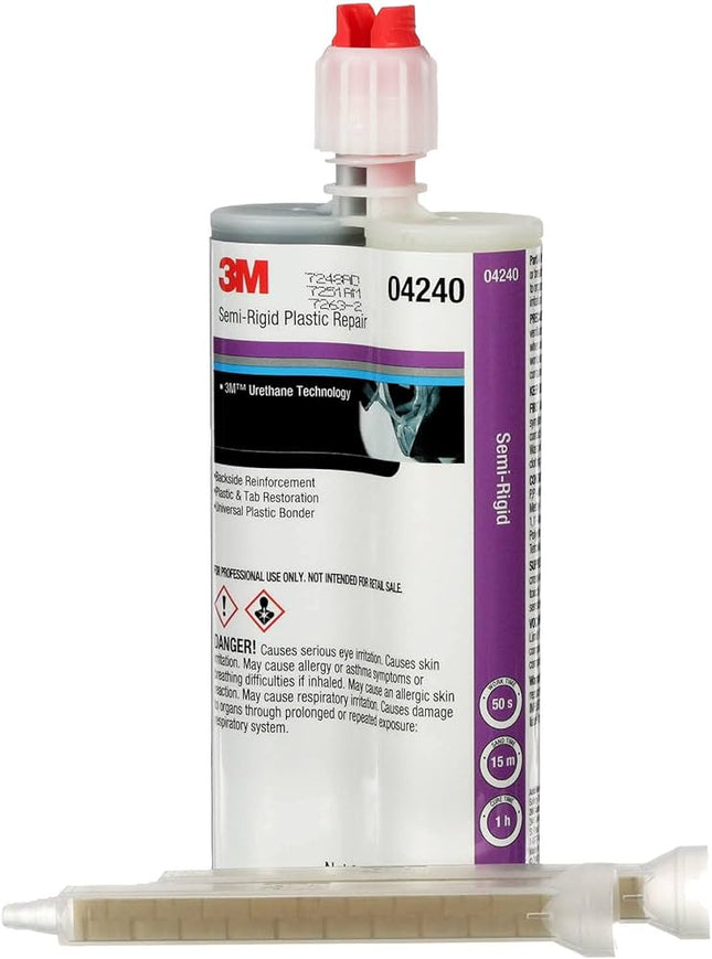 3M 04240 - Semi-Rigid Plastic Repair Adhesive, 200 mL Cartridge, Liquid, Black/Clear, 1 to 1.2