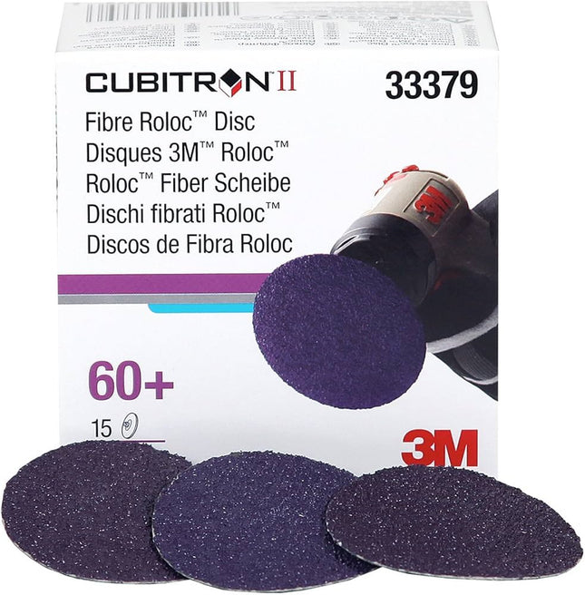 3M 33379 - 60 Grit Cubitron II Fibre Roloc Disc (2in, 15 Pcs)