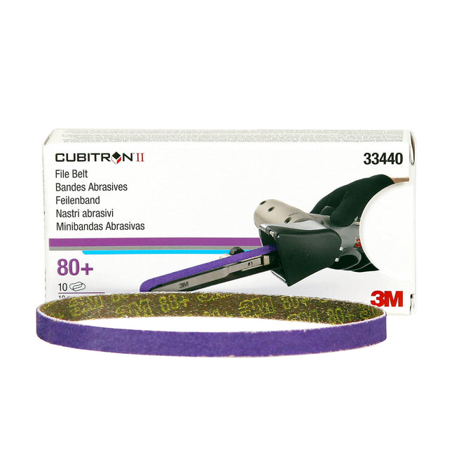 3M 33440 - 80 Grit Sanding File Belt (10 Pcs, 0.38in x 13in)