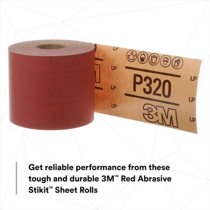 3M 01682 - 320 Grit Stikit Red Abrasive Sheet Roll 2.75in x 25yd