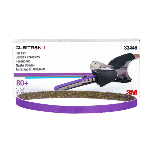 3M 33446 - 80 Grit Sanding File Belt (10 Pcs, 0.5in x 18in)