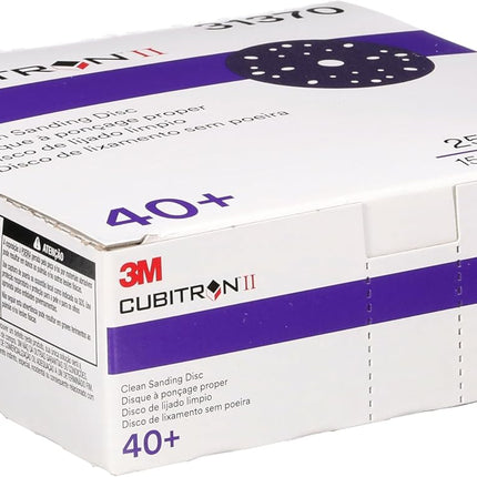 3M 31370 - 40 Grit Cubitron II Clean Sanding Abrasive Disc (6in, 50 Pcs, Holes)