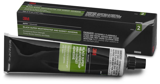 3M 08008 - Super Weatherstrip and Gasket Adhesive, 5 oz Tube, Paste, Black, 24 hr Curing