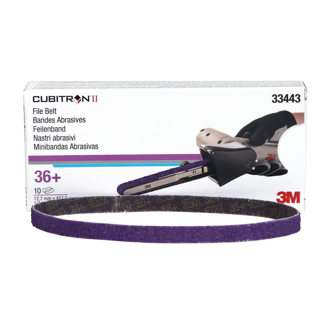 3M 33443 - 36 Grit Sanding File Belt (10 Pcs, 0.5in x 18in)