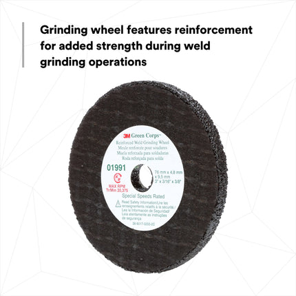 3M 01991 - 3' Green Corps Weld Grinding Wheel (5 Pcs)