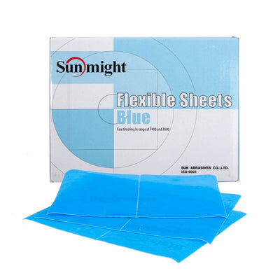 Sunmight 60118 blue flexible sanding sheets 400–600 grit range, 5.25 x 6.75 inches, 25 pack