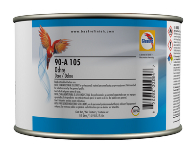 Can of paint with label and branding on a white background