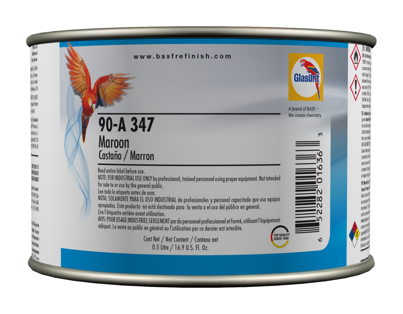 Can of Glasurit paint with label on a white background
