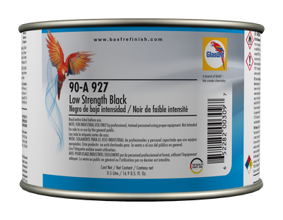 Can of Glasurit paint with label on a white background