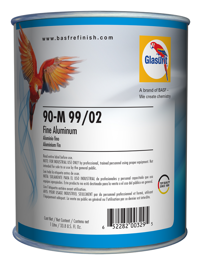 Glasurit paint can with branding and product details on a white background