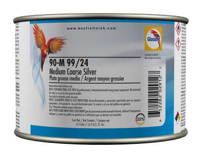 Can of Glasurit paint with label on a white background