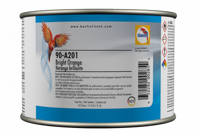 Can of paint with label showing brand and product details on a white background