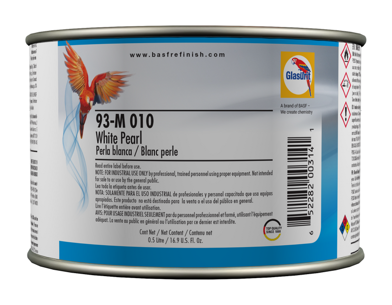Can of Glasurit paint with label on a white background