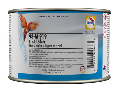 Can of Glasurit paint with label on a white background