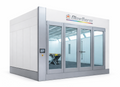 Blowtherm spray booth with glass doors on a white background