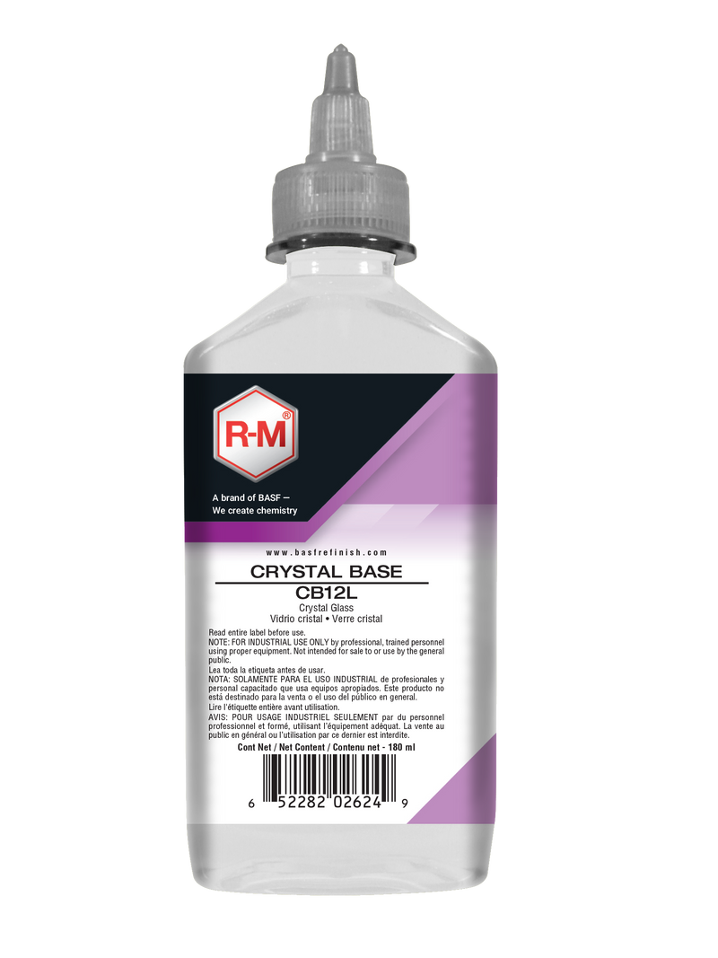 Bottle of RM Crystal Base CB12L on a white background