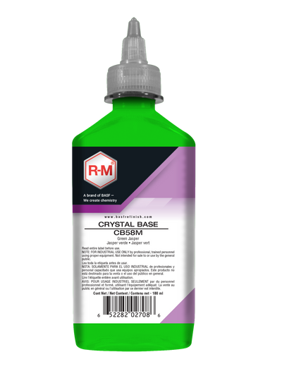 Green bottle with RM label on a white background