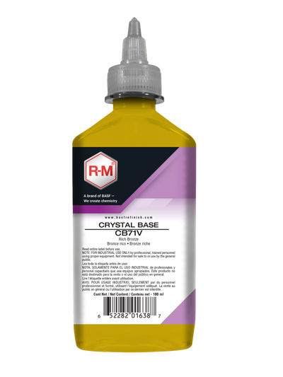 Yellow bottle with a label featuring 'RM' branding on a white background
