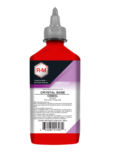 Red bottle with a label featuring 'RM' branding on a white background