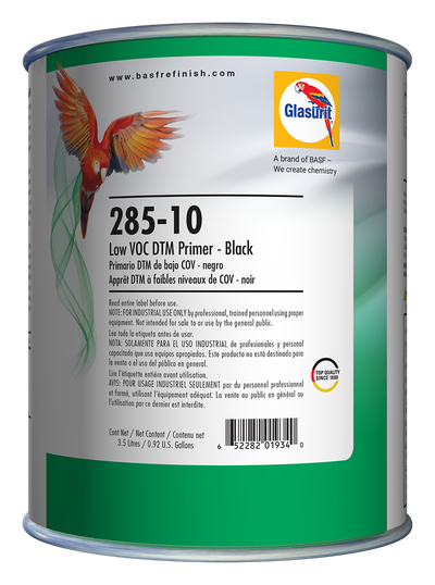 Glasurit 285-10 Low VOC Black DTM Primer Filler gallon container for automotive refinishing