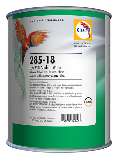 Glasurit 285-18 Low VOC White Sealer gallon container for automotive refinishing