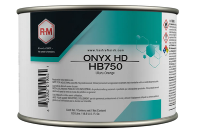 R-M brand paint can labeled 'ONYX HD HB750' on a white background