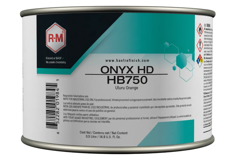 R-M brand paint can labeled 'ONYX HD HB750' on a white background