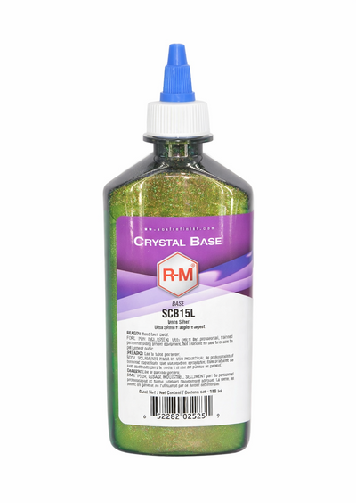 Bottle of R&M Crystal Base on a white background